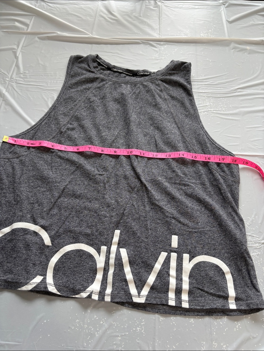 Calvin Klein Dark Gray Sleeveless Open Back Logo Tank - Picture 7 of 10